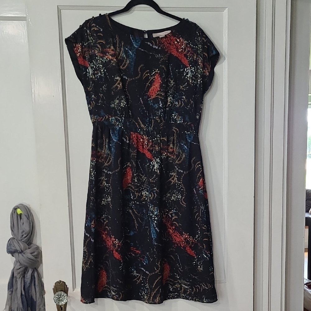 Floral Patterned Dress with Cap Sleeves